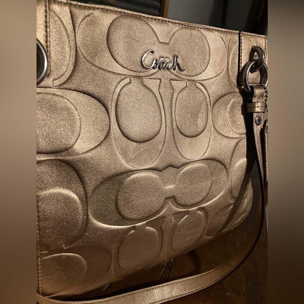 Coach Metallic Gold Signature Tote - Picture 6 of 12